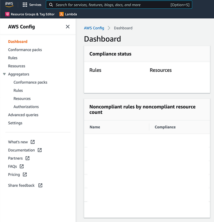 AWS Config Dashboard