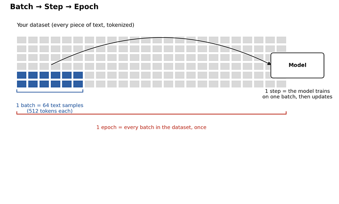 训练过程示意图:batch → step → epoch