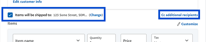 Shipping and Additional Recipients