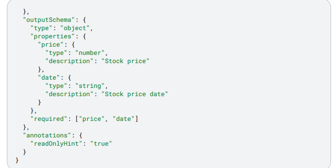 Sample MCP tool definition