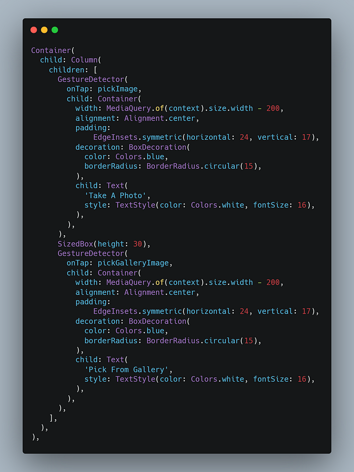 Code: Two Gesture Detectors of homepage in lib/home.dart