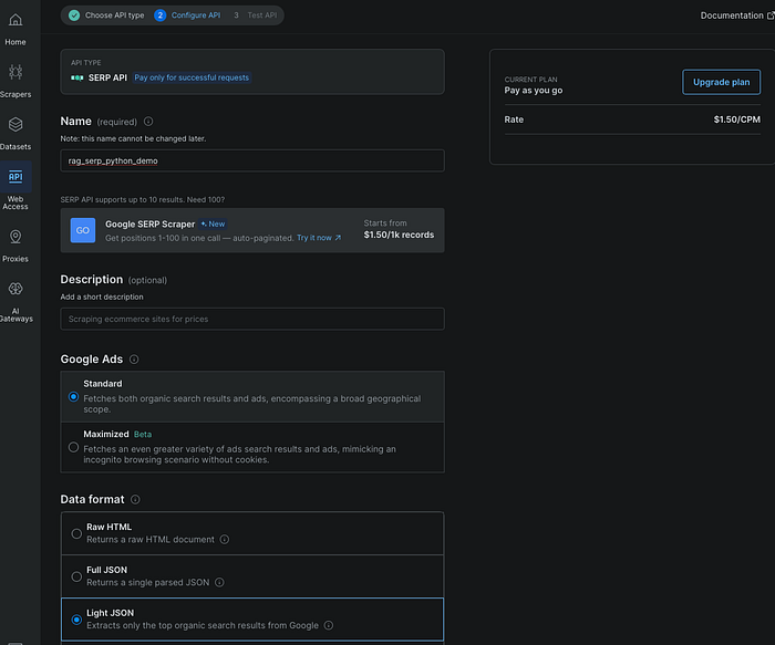 Top organic search results returned by Bright Data's SERP API in a simple Python script