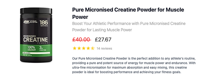 Pure Micronised Creatine Powder for Muscle Power