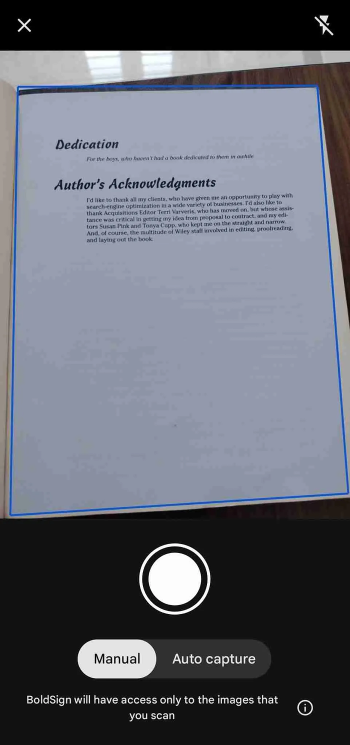 Document scanning interface
