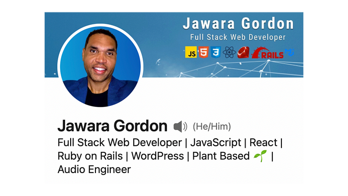 Jawara Gordon's Linkedin header. 