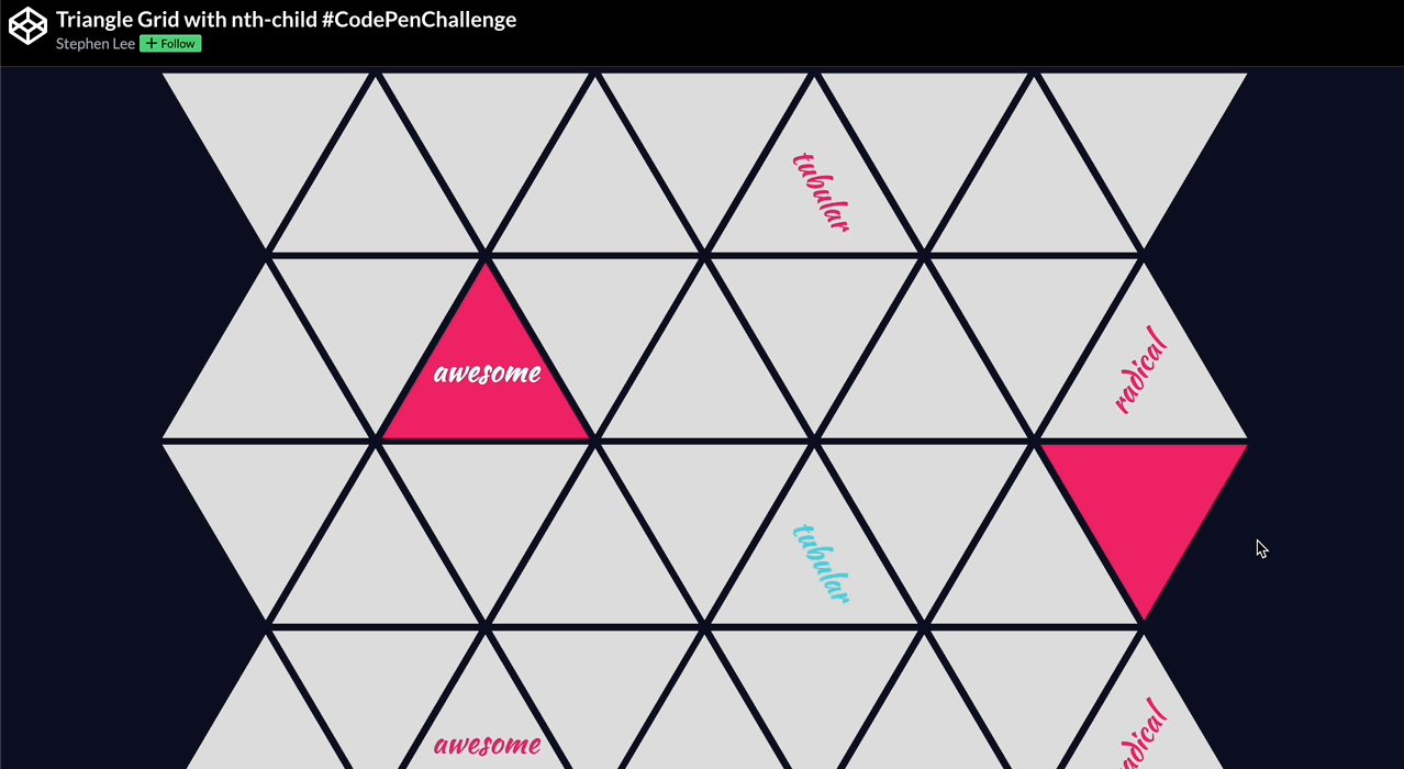 Triangle Grid with nth-child #CodePenChallenge by Stephen Lee
