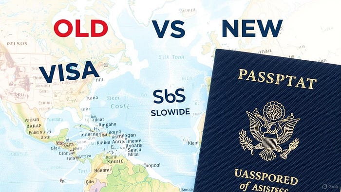 A side-by-side comparison showing old vs. new visa costs for different country categories