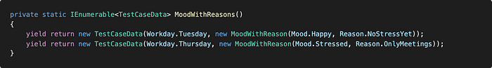 Iterator MoodWithReasons returning TestCaseData
