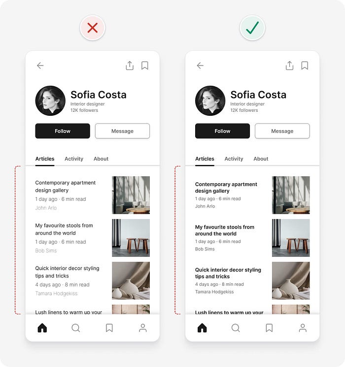 UI design tips example with multiple different font weights reduced to regular and bold only