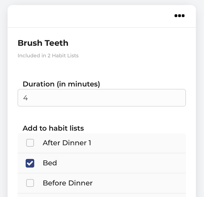 Habit added to multiple lists