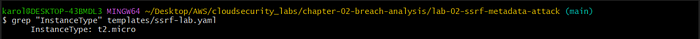 Inspecting the template configuration to verify the instance type and setup.