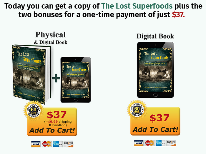 The Lost Superfoods pricing