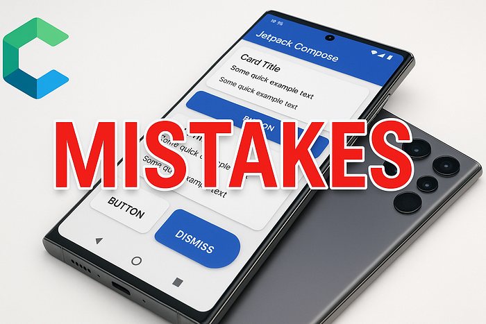 “Samsung Galaxy S25 Ultra showing Jetpack Compose app with red ‘MISTAKES’ text and Compose logo”