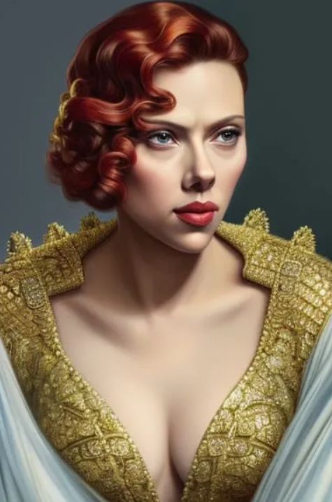 Scarlett Johansson AI art in a fantasy dress