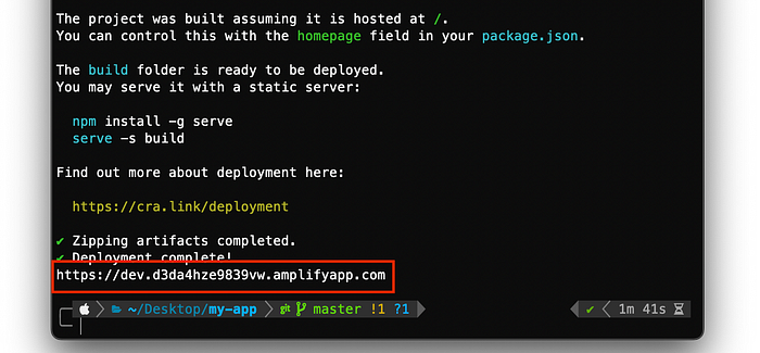 Deployed React app URL