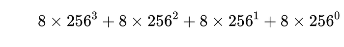 An illustration of converting a 32-bit binary number into a decimal IP address
