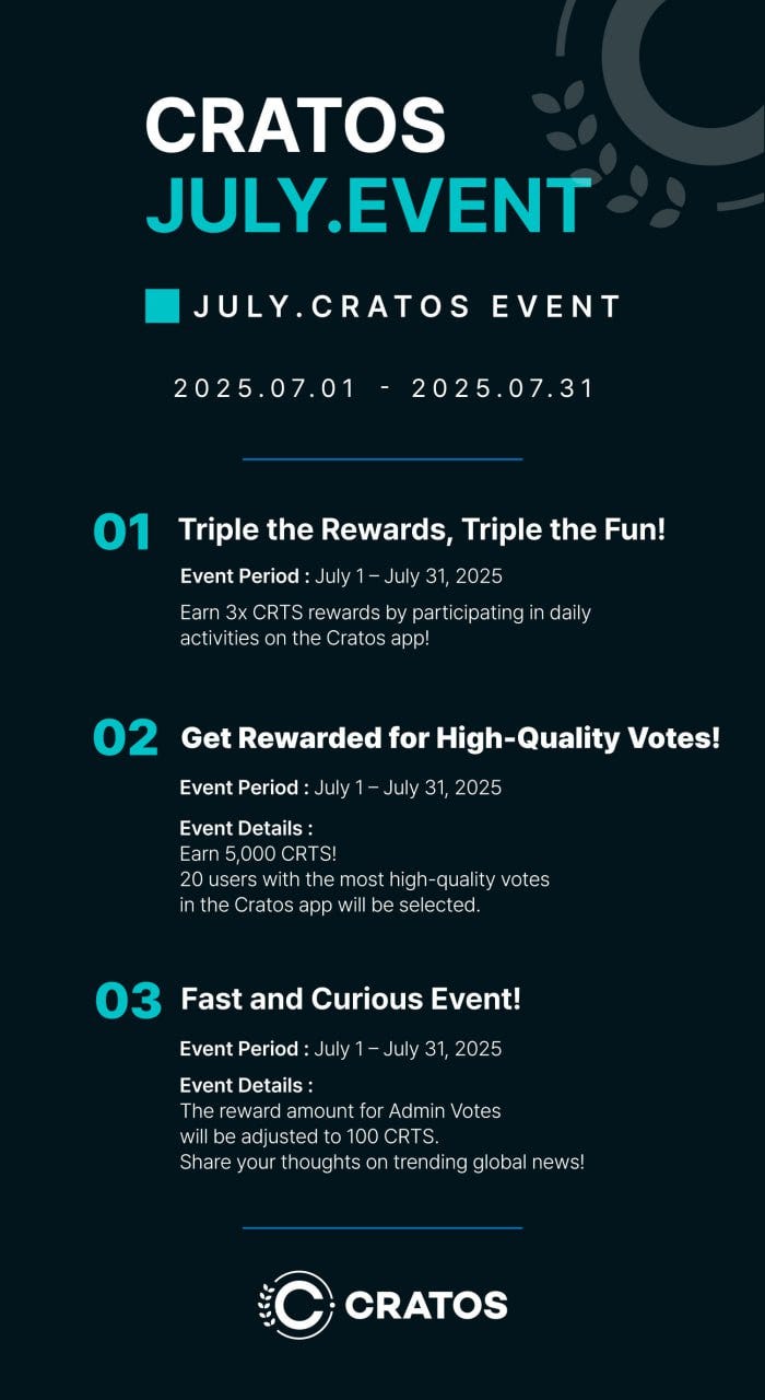 Cratos July 2025 Events!