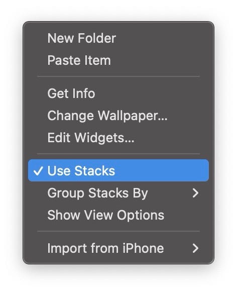 Use stacks on desktop