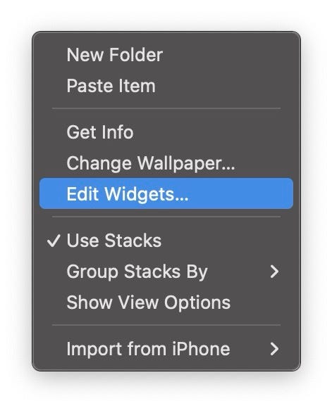 Edit Widgets on Desktop