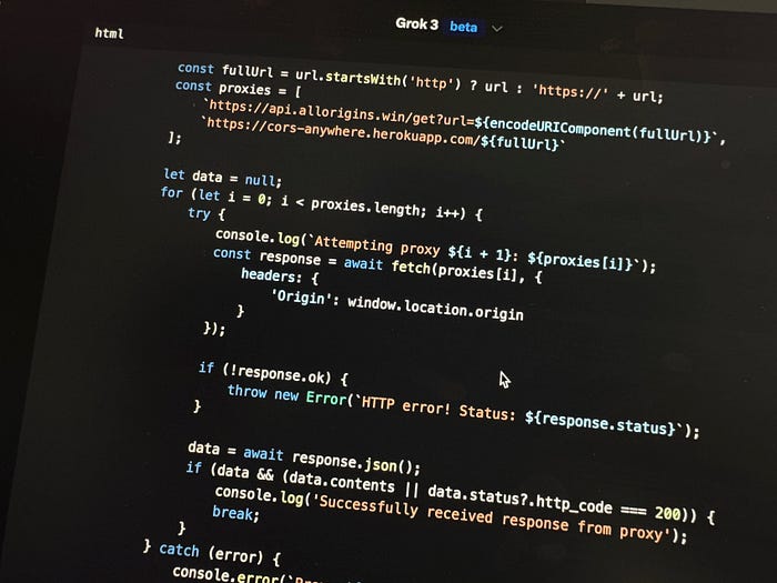 Grok code of a javascript app