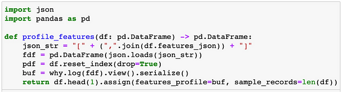 Python function creating profiles and serializing