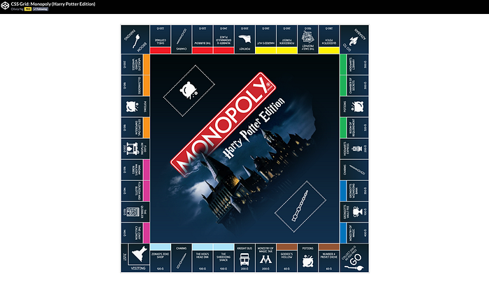 CSS Grid: Monopoly (Harry Potter Edition) by Olivia Ng