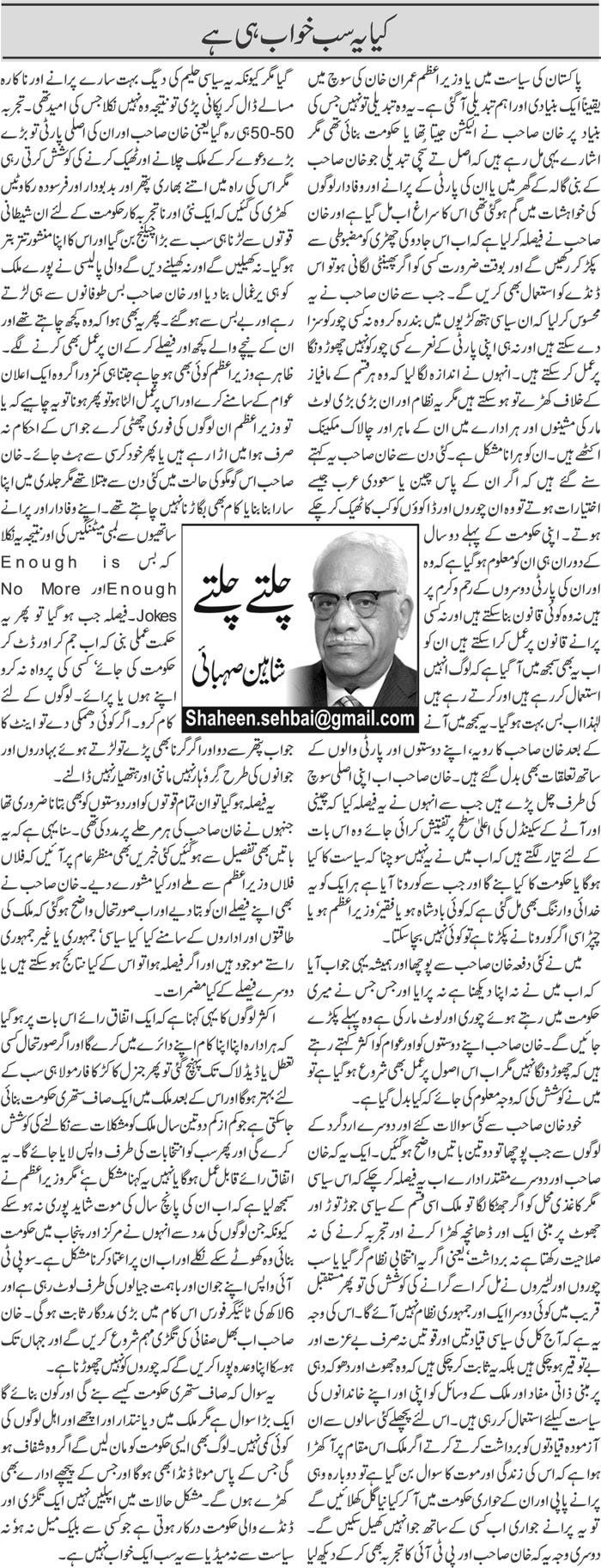 عمران خان حکومت ناکام، ٹیکنوکریٹ تیاری پکڑیں۔ شاہین صہبائی
