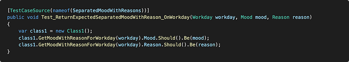 New method using TestCaseSource SeparatedMoodWithReasons