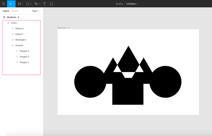 A GIF showcasing how Flatten Selection works in Figma.