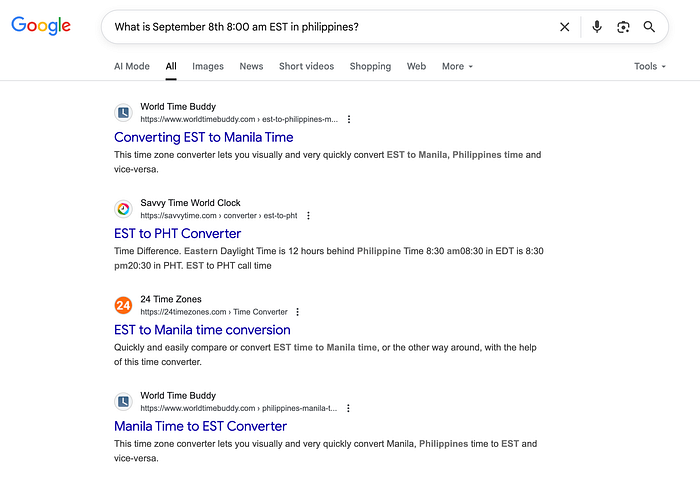 AI Mode example. Image by Jim Clyde Monge