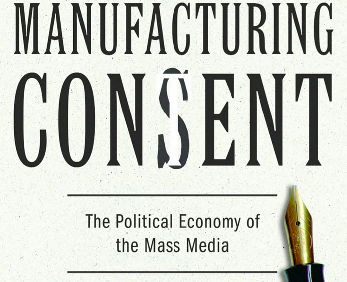 Cropped photo of the cover of Manufacturing Consent, The Political Economy of the Mass Media, by Edward S. Herman and Noam Chomsky