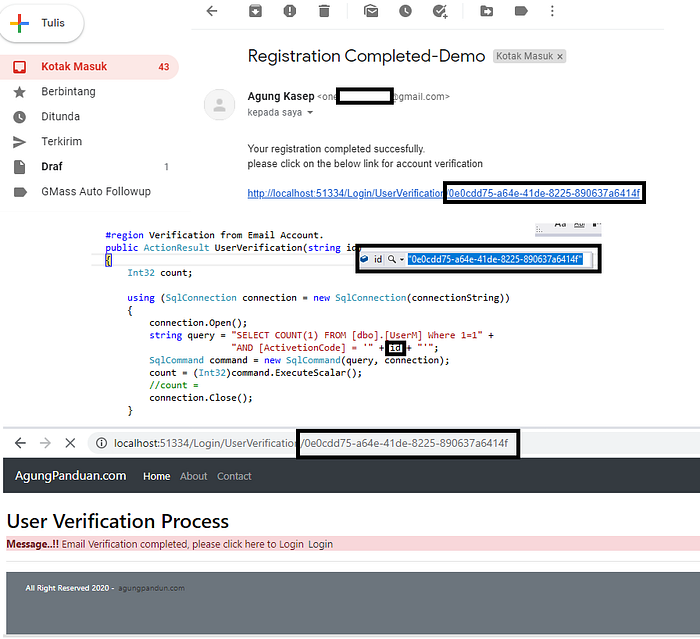 ASP NET User Verification Mail