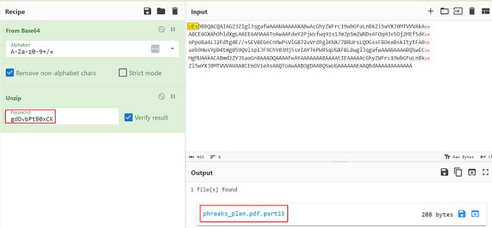 CyberChef extracting the contents of the ZIP archive