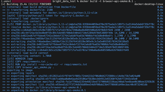 The Playwright worker packaged as a lightweight Docker image before being deployed through Kubernetes.