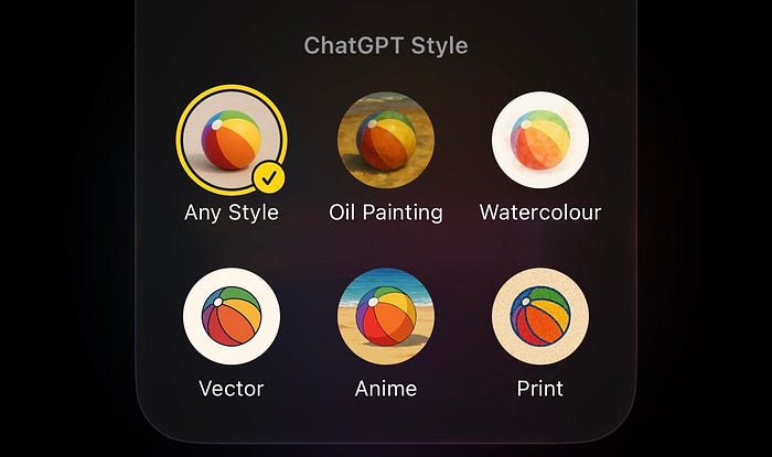ChatGPT styles in Image Playground