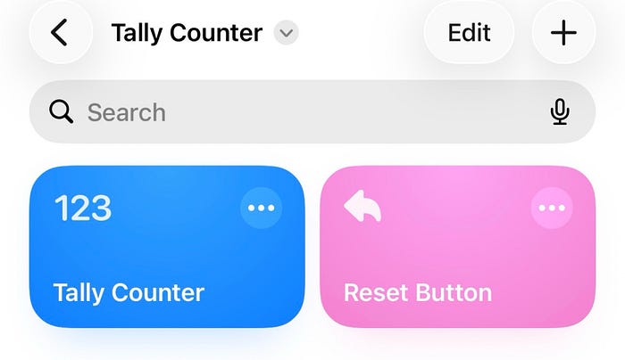Tally Counter and Reset Button shortcuts