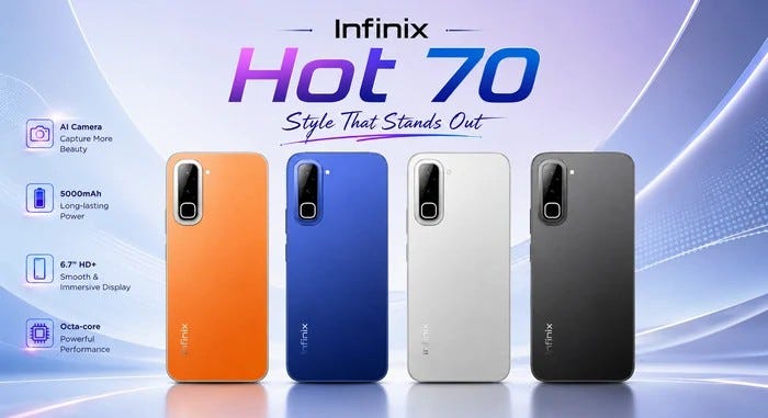 Infinix Hot 70 has officially launched quietly