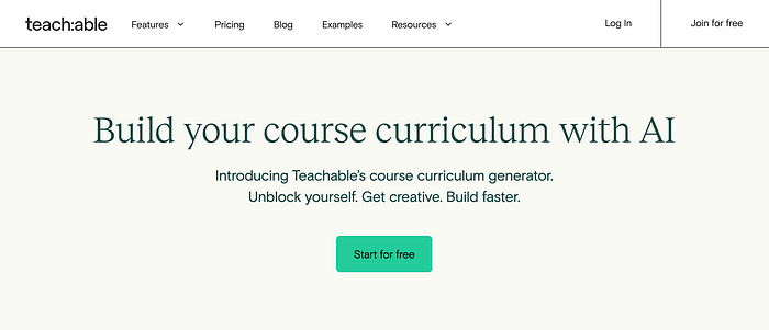 Screenshot of Teachable