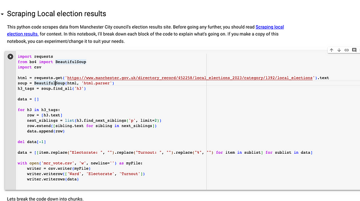 You can explore the python code on a shared google colab notebook