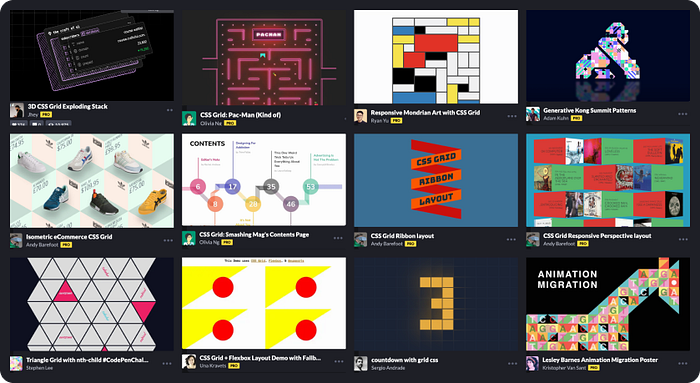 CSS grid codepen collection