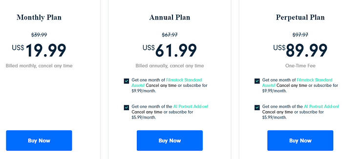Filmora Pricing