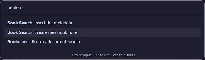 Book Search in Command Palette