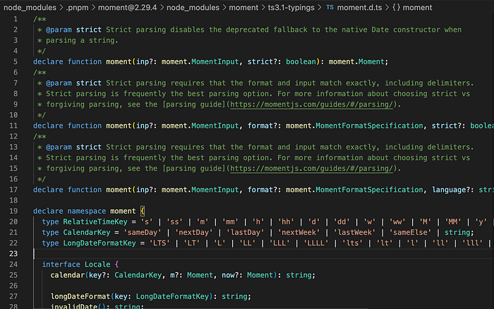 code example from moment.js