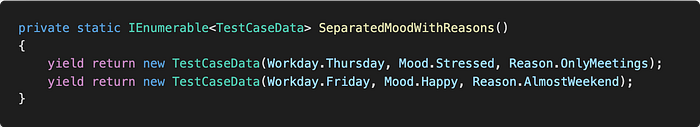 Iterator SeparatedMoodWithReasons returning TestCaseData