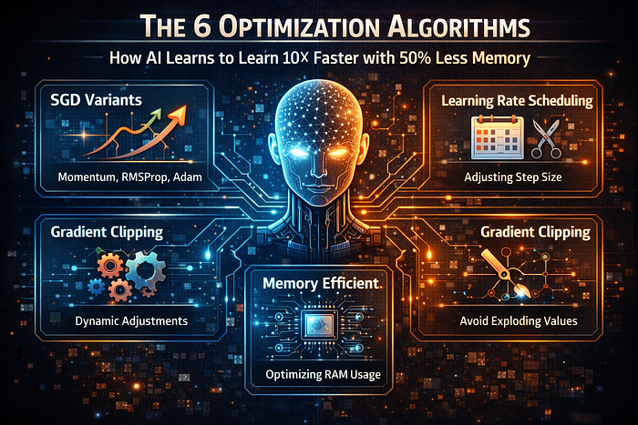 The 6 Optimization Algorithms: How AI Learns to Learn 10× Faster with 50% Less Memory