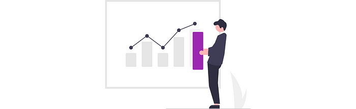 An illustration of a man standing in front of a graph.