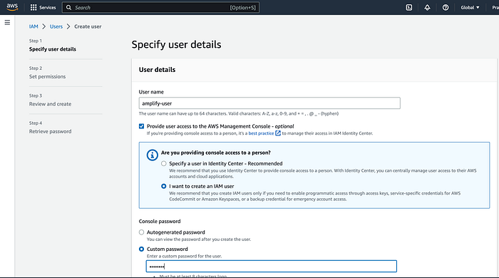 Add amplify user in IAM